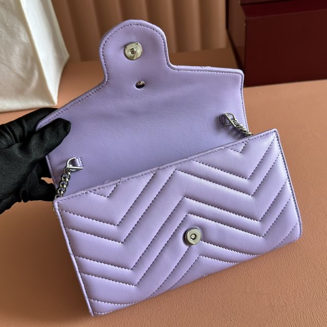 GG original calfskin marmont wallet on chain 837745 purple