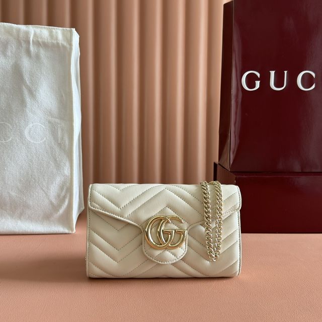 GG original calfskin marmont wallet on chain 837745 white