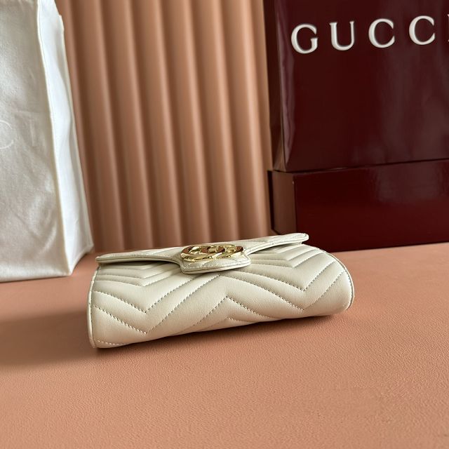 GG original calfskin marmont wallet on chain 837745 white