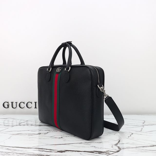 GG original calfskin ophidia large briefcase 834461 black