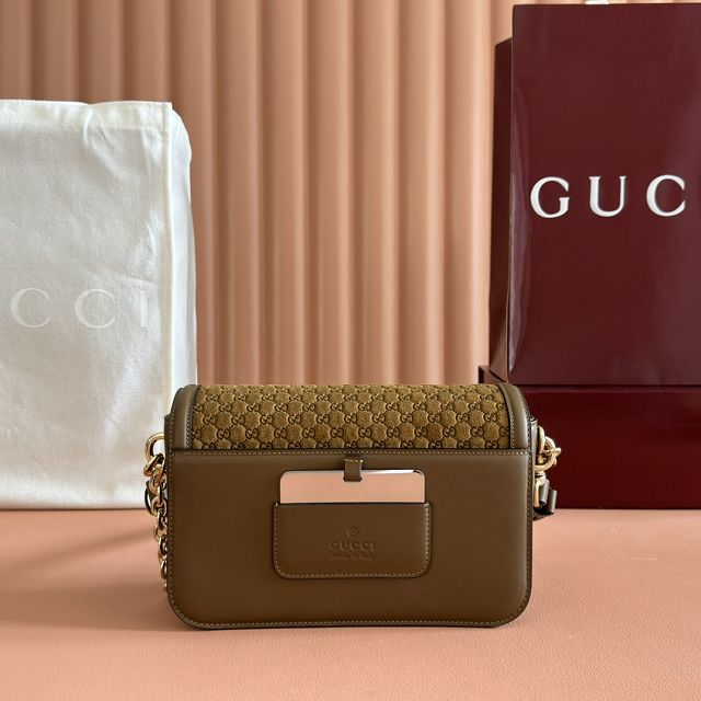 GG original suede calfskin go small shoulder bag 826761 brown