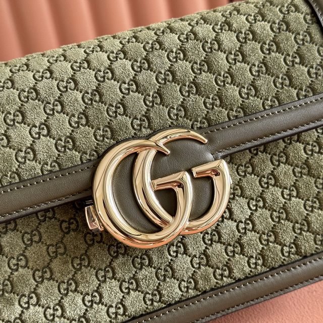 GG original suede calfskin go small shoulder bag 826761 green