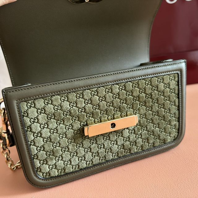 GG original suede calfskin go small shoulder bag 826761 green