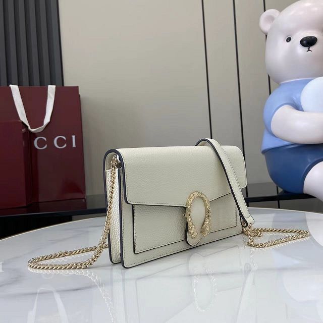 GG original calfskin dionysus wallet on chain 837373 white