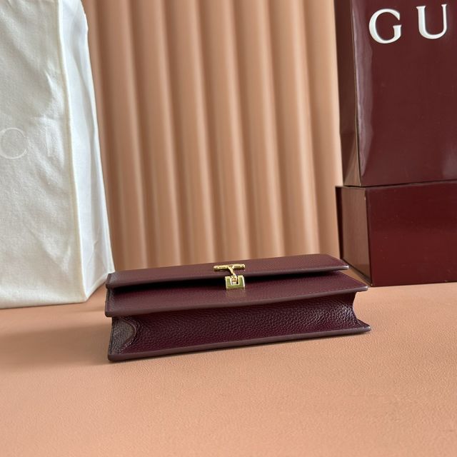 GG original calfskin softbit wallet on chain 837373-2 bordeaux