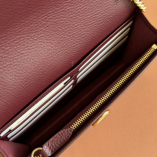 GG original calfskin softbit wallet on chain 837373-2 bordeaux