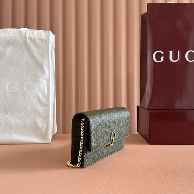 GG original calfskin softbit wallet on chain 837373-2 green