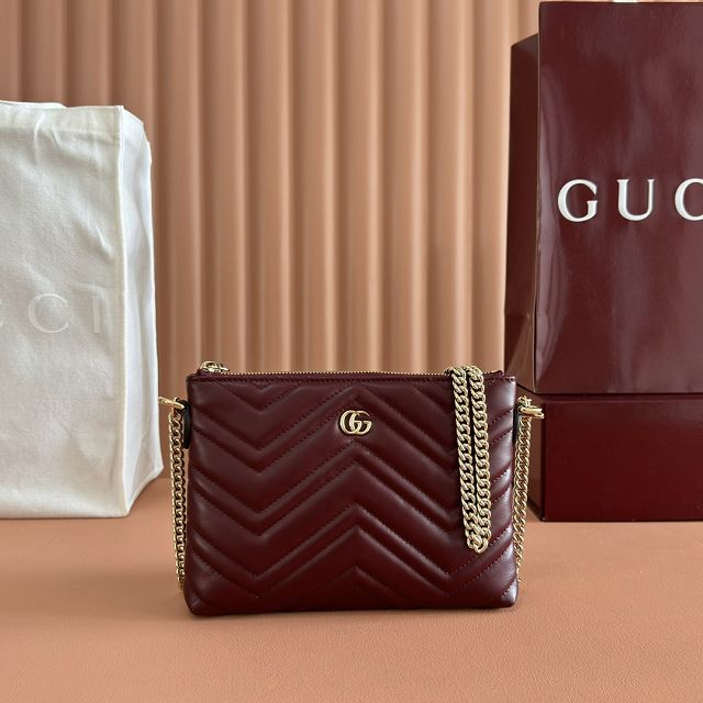GG original calfskin marmont chain pouch 837742 bordeaux