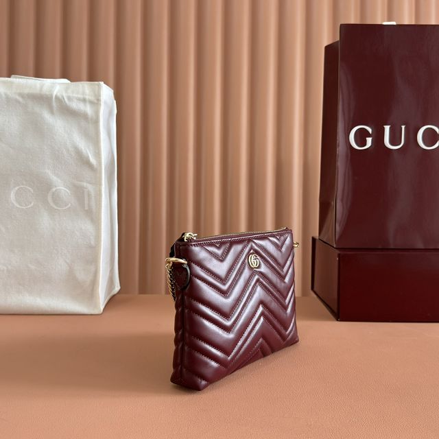 GG original calfskin marmont chain pouch 837742 bordeaux