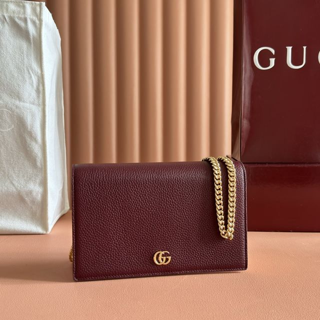 GG original calfskin marmont wallet on chain 497985 bordeaux