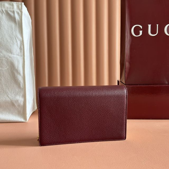 GG original calfskin marmont wallet on chain 497985 bordeaux