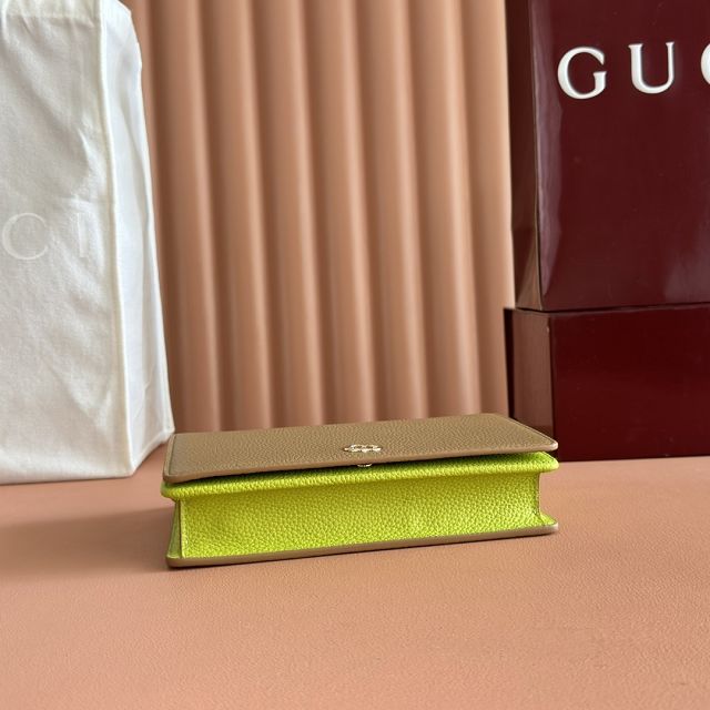 GG original calfskin marmont wallet on chain 497985 brown