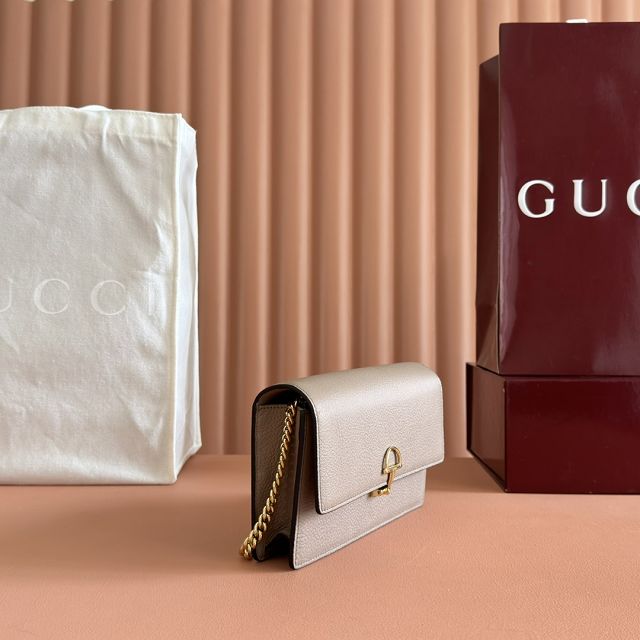 GG original calfskin softbit wallet on chain 837373-2 grey