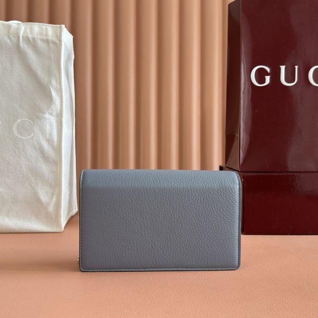 GG original calfskin softbit wallet on chain 837373-2 light blue