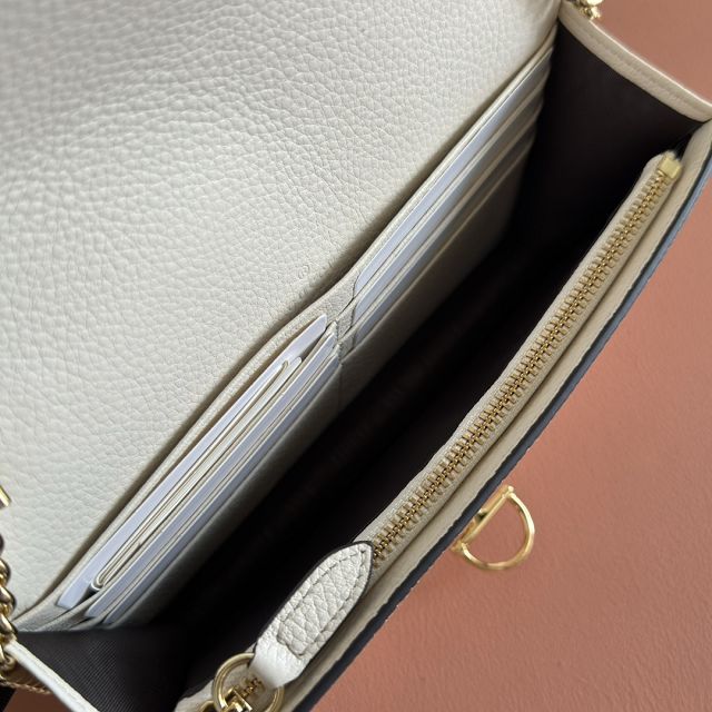 GG original calfskin softbit wallet on chain 837373-2 white