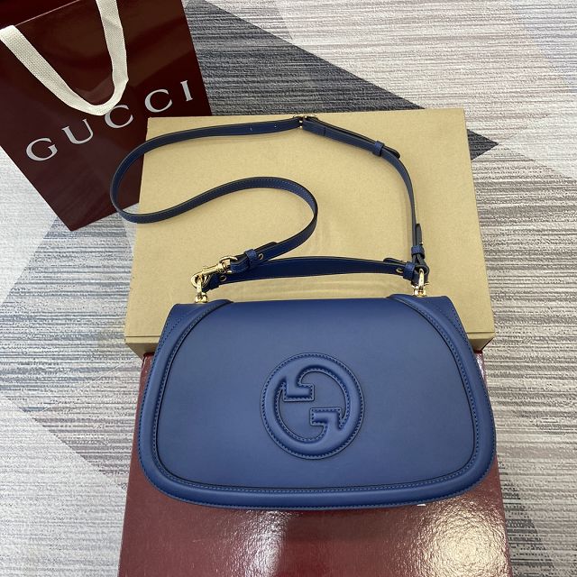 GG original calfskin blondie large top handle bag 815716 blue