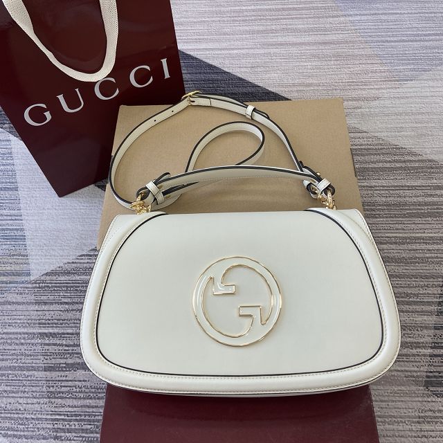 GG original calfskin blondie large top handle bag 815719 white
