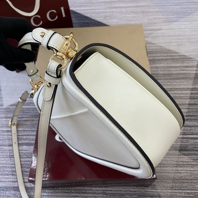 GG original calfskin blondie large top handle bag 815719 white