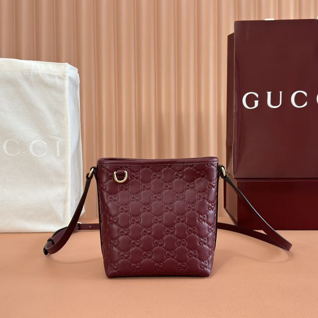 GG original calfskin emblem nano bucket bag 847090 bordeaux