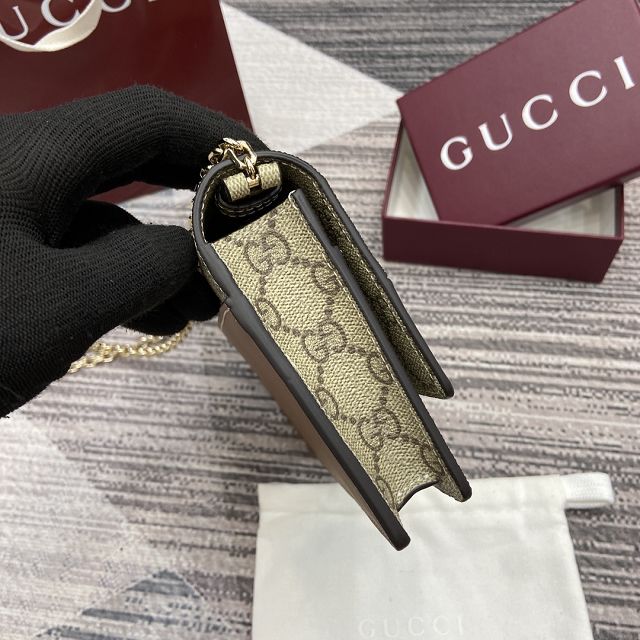GG original fabric emblem wallet on chain 838151 brown