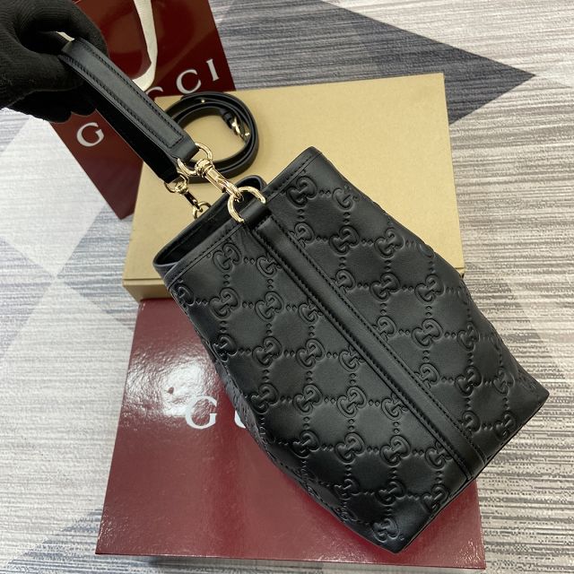 GG original calfskin emblem medium bucket bag 815103 black