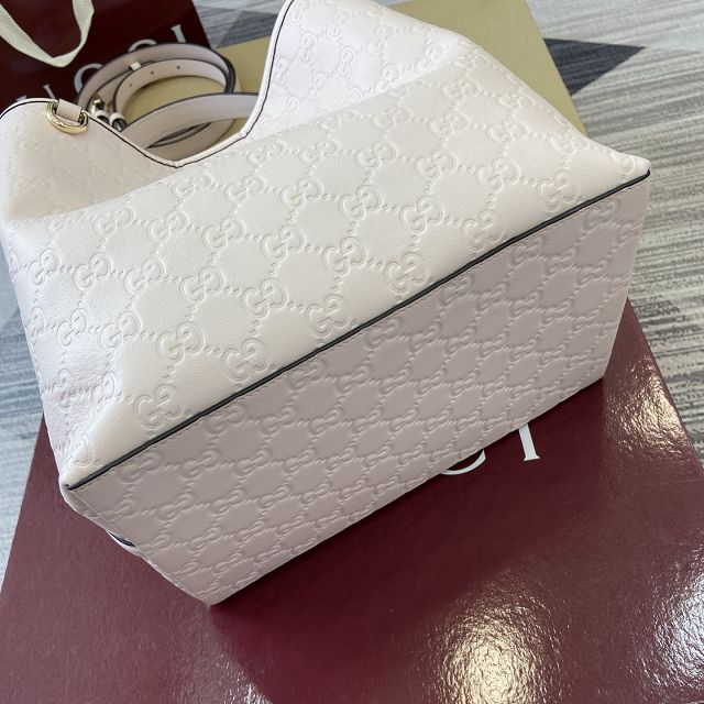 GG original calfskin emblem medium bucket bag 815103 light pink