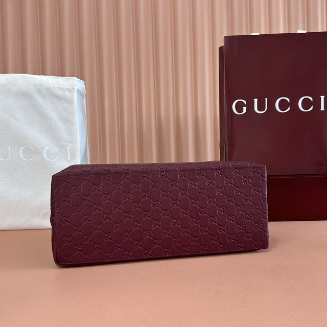 GG original calfskin emblem medium tote bag 815213 bordeaux