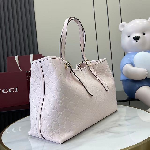 GG original calfskin emblem medium tote bag 815213 light pink