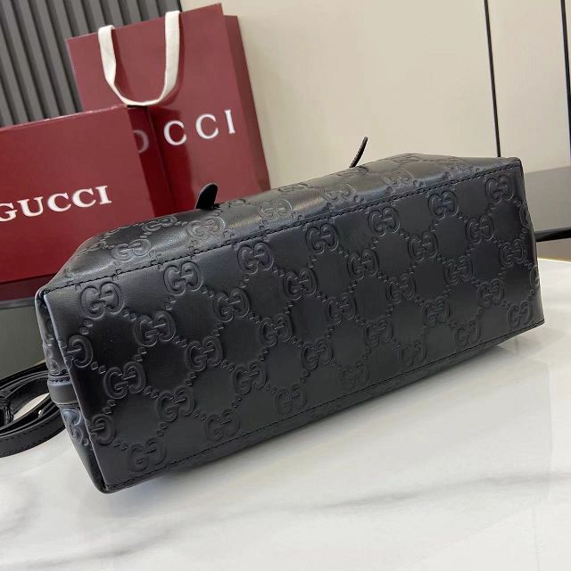 GG original calfskin emblem small tote bag 815214 black