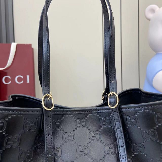 GG original calfskin emblem small tote bag 815214 black