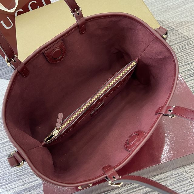 GG original calfskin emblem small tote bag 815214 bordeaux