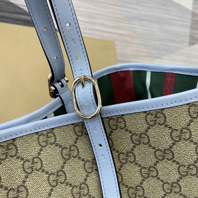 GG original canvas emblem medium tote bag 815213 blue