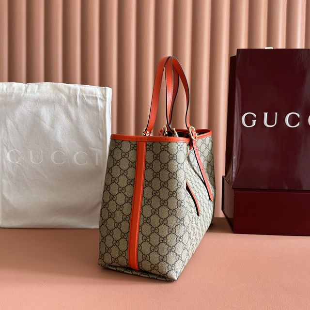 GG original canvas emblem medium tote bag 815213 orange