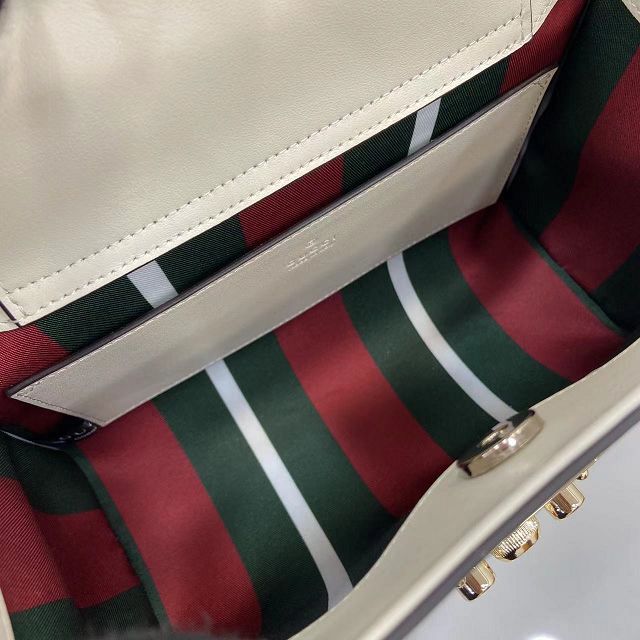 GG original fabric padlock medium top handle bag 838992 white