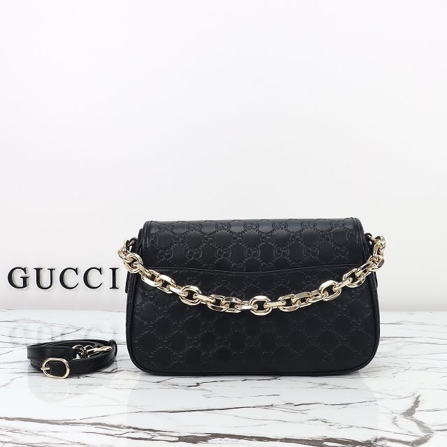 GG original calfskin emblem medium shoulder bag 848882 black