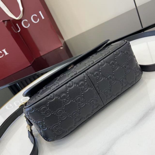 GG original calfskin emblem small shoulder bag 847448 black