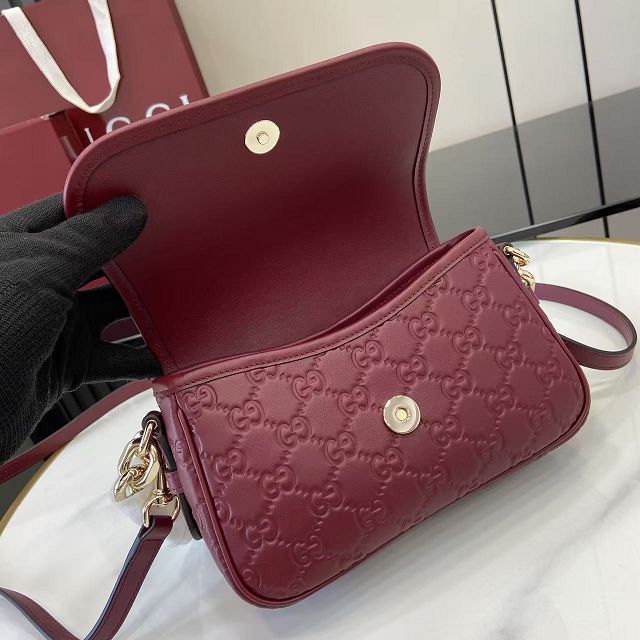 GG original calfskin emblem small shoulder bag 847448 bordeaux