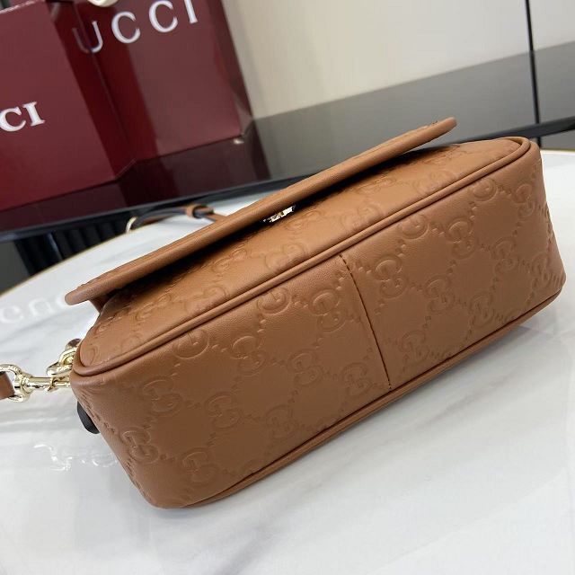 GG original calfskin emblem small shoulder bag 847448 brown