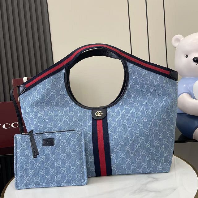 GG original denim giglio large tote bag 853971 blue