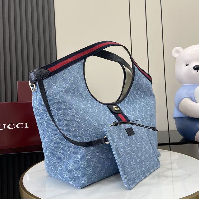 GG original denim giglio large tote bag 853971 blue