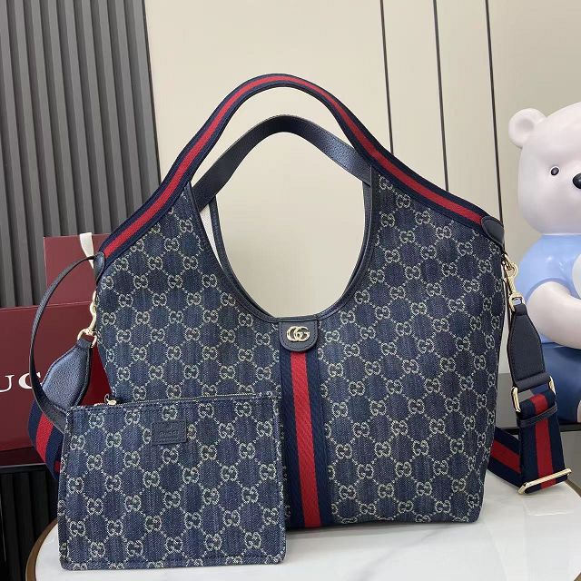 GG original denim giglio medium tote bag 853972 dark blue