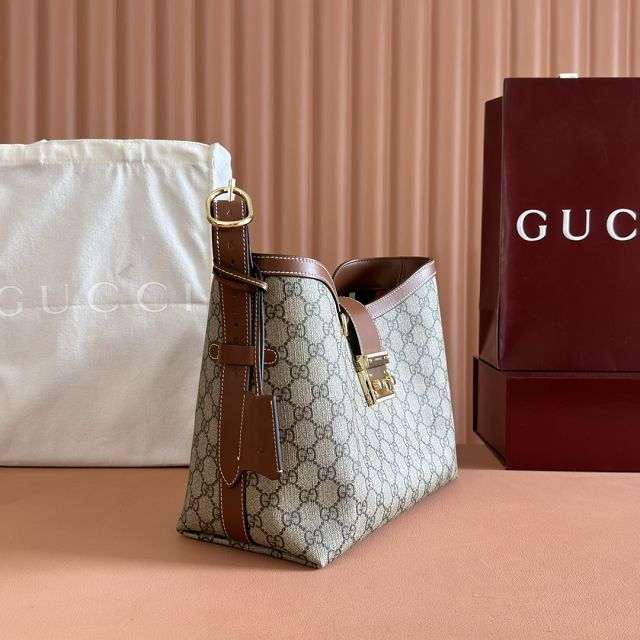 GG original fabric medium padlock shoulder bag 839021 brown