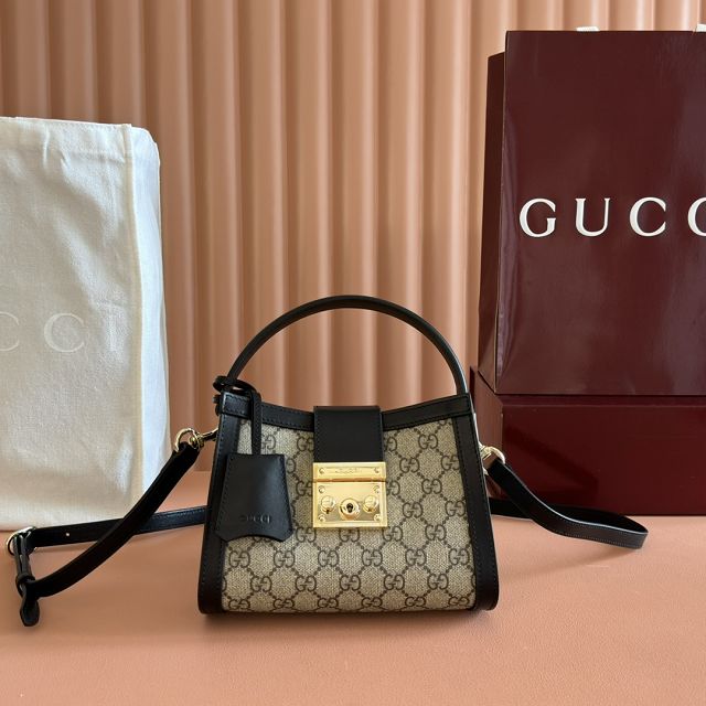 GG original fabric padlock small top handle bag 841653 black