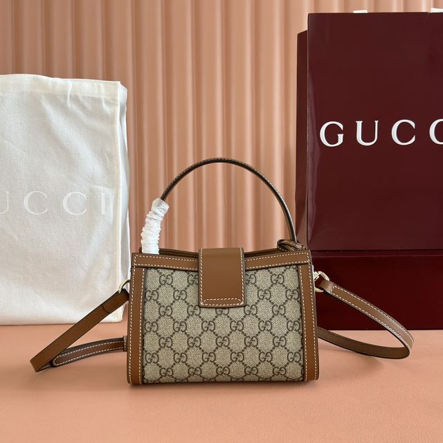 GG original fabric padlock small top handle bag 841653 brown