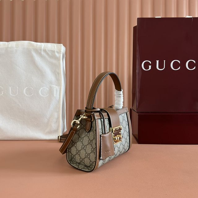 GG original fabric padlock small top handle bag 841653 brown