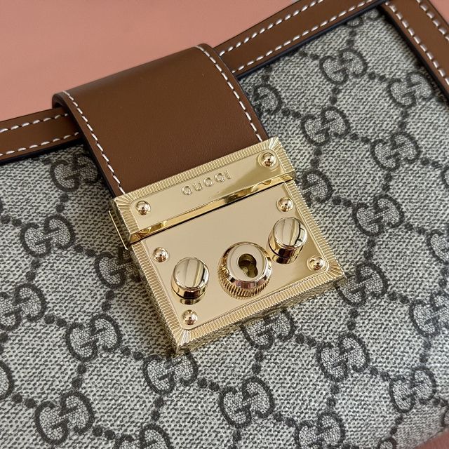 GG original fabric padlock small top handle bag 841653 brown