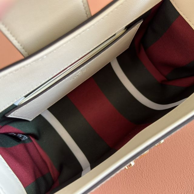 GG original fabric padlock small top handle bag 841653 white