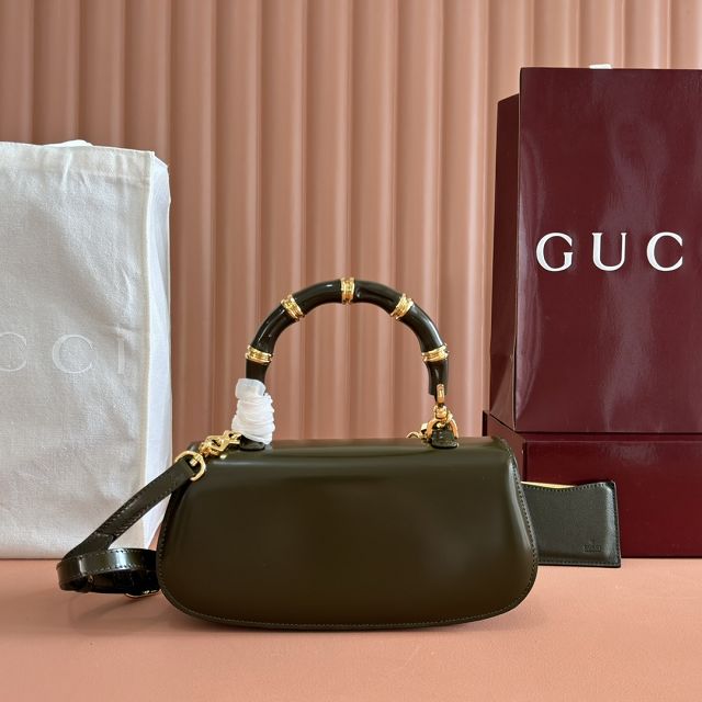 GG original calfskin bamboo diva medium bag 827750 green