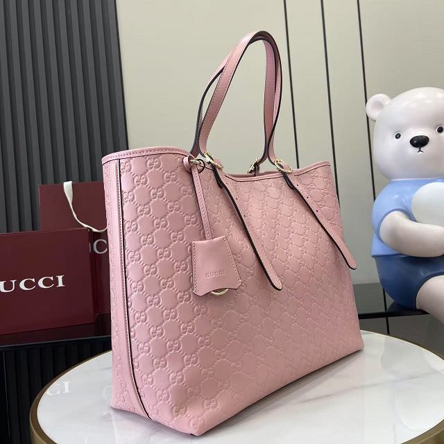 GG original calfskin emblem large tote bag 847455 pink