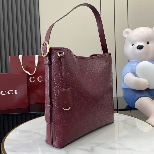 GG original calfskin emblem medium shoulder bag 847452 bordeaux